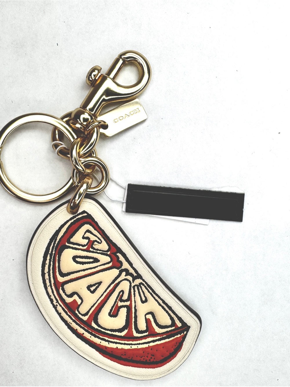 NWT Coach Orange Slice Leather Bag Charm Keychain